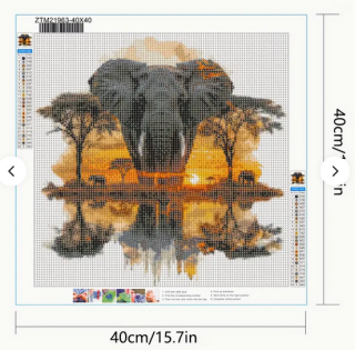 Preview: Diamond Painting Elefanten-Prärienszene